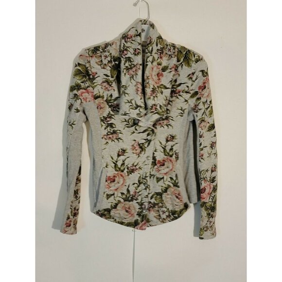 Philosophy Gray Floral Print Snap Button Soft Shel - Picture 9 of 12